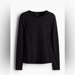 H&M Black Long Sleeve Top with Silver Accents